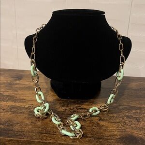 #0041.   Liz Claiborne Light Green and Gold Necklace